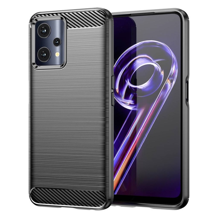 Силиконов калъф за Realme 9 Pro, TPU Ultra Protect Slim Anti-Shock, въглеродни влакна, черен
