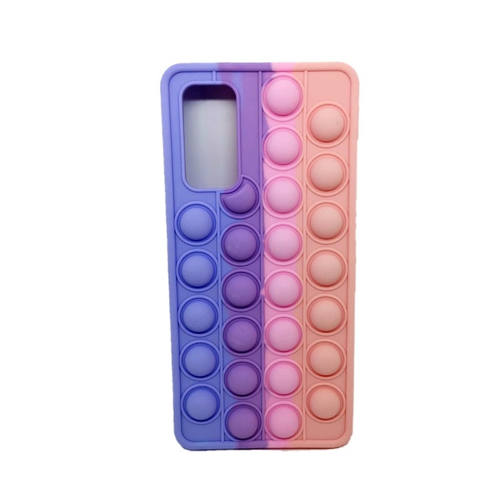 Husa de telefon PopIt G-Tech pentru Samsung Galaxy A32 5G (SM-A326), Push Pop Bubble Fidget, Antisoc, Jucarie antistres, Silica Gel, Violet-Multicolor