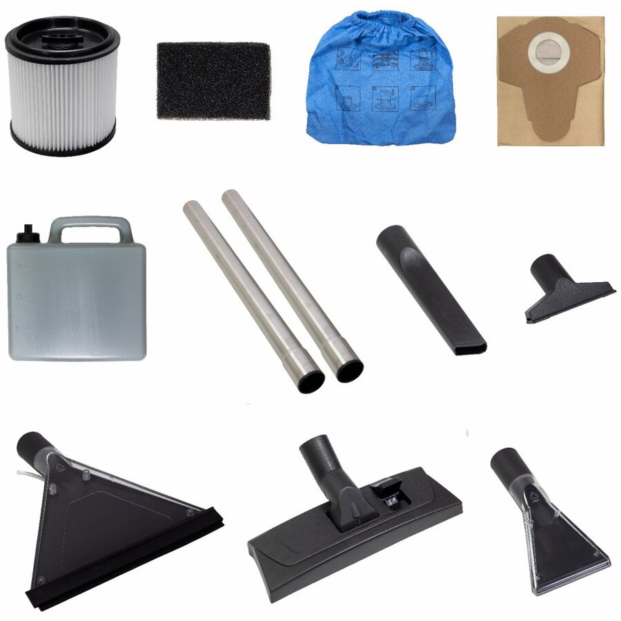 Aspirator multifunctional Salente Combo 4in1, Aspirare umeda si uscata, Aparat de curatat covoare si tapiterii, 1400 W, Filtru HEPA, aspirare fara sac, Functie de suflare, Burgundia/Negru
