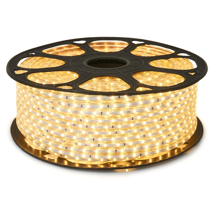 LED лента KOLORENO 2835, Силикон, Топло бяло (3000K), 230V, 60 светодиода, IP68, 6W, 1 м