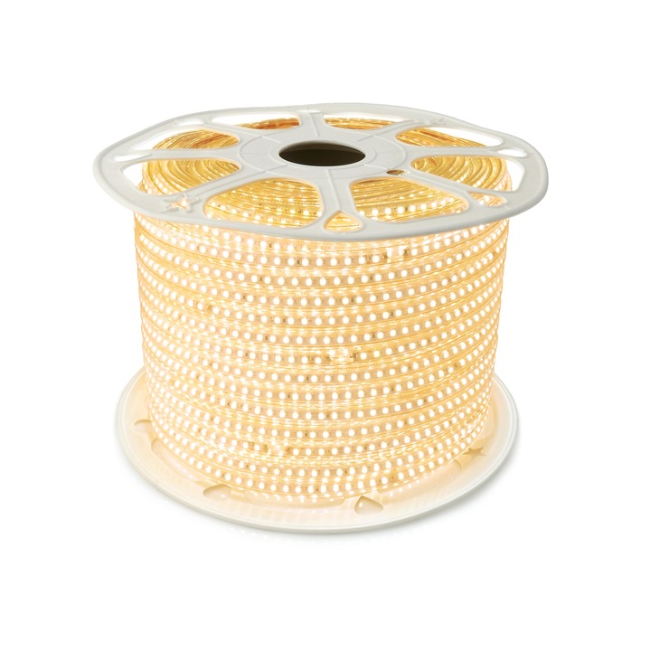 LED лента KOLORENO, Силикон, 230V, 120 LED, IP68, 12W, 1м, Топло бяло (3000K)