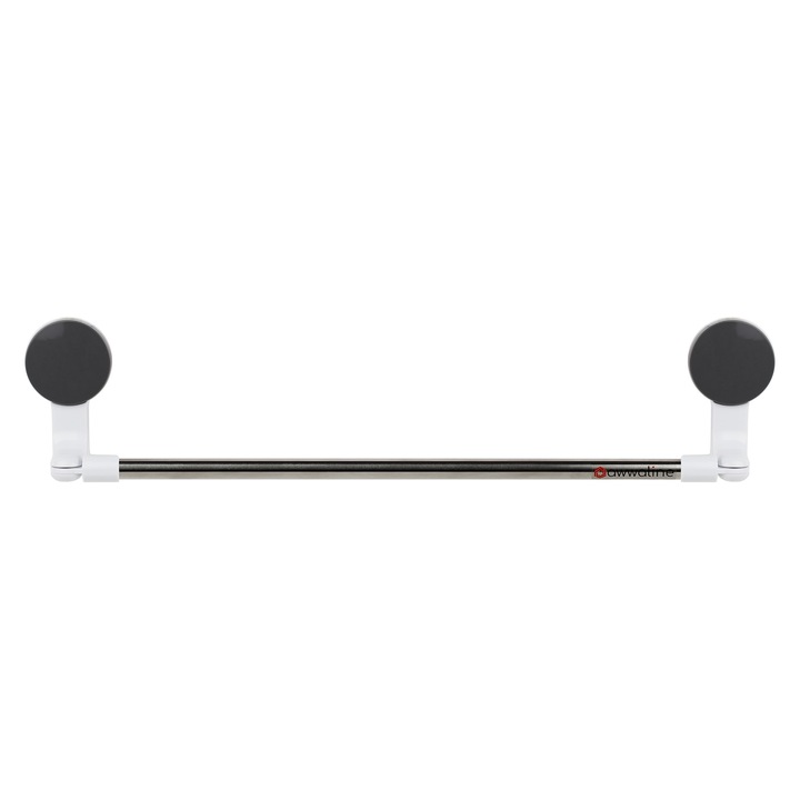 Suport pentru prosoape, awwaline, alb, 50 cm, prindere cu ventuza, permite montarea pe colt