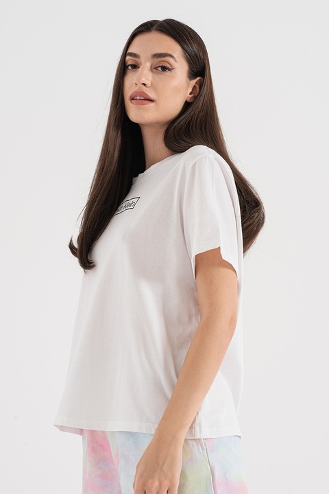 CALVIN KLEIN, Домашна тениска с овално деколте, Бял/Черен, XS