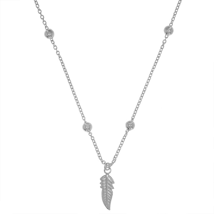 Lant Argint cu Bilute si Pana