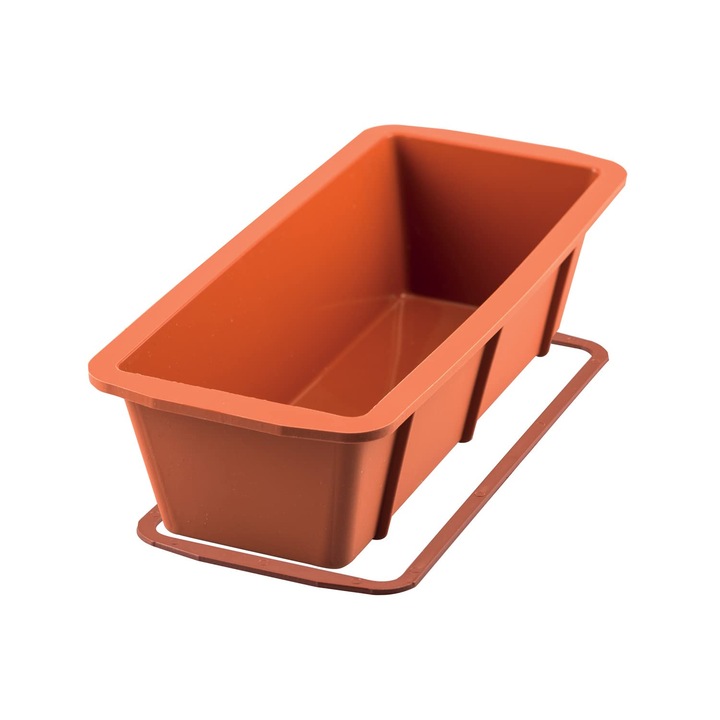 Forma de tort din silicon Silikomart Sft326, antiaderentă, 240x110x65mm, teracotă, volum 1, 5L