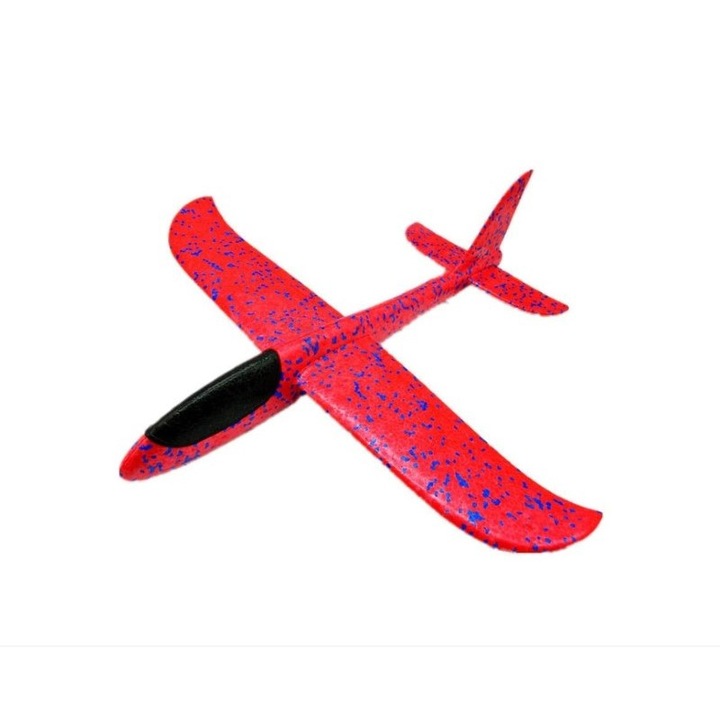 Avion planor din polistiren in punga, lungime 47 cm, Rosu, Flippy