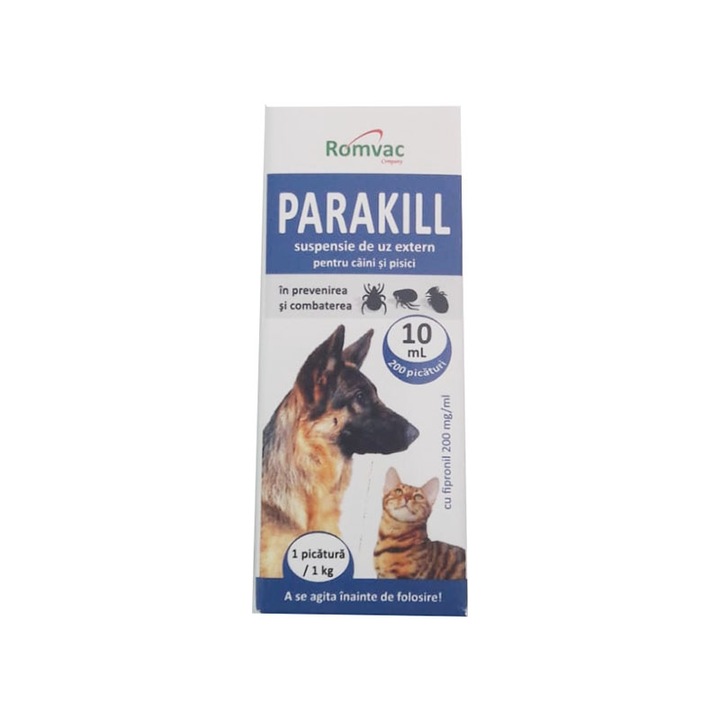 Solutie pentru paraziti Romvac, Parakill 10 ml, 200 picaturi