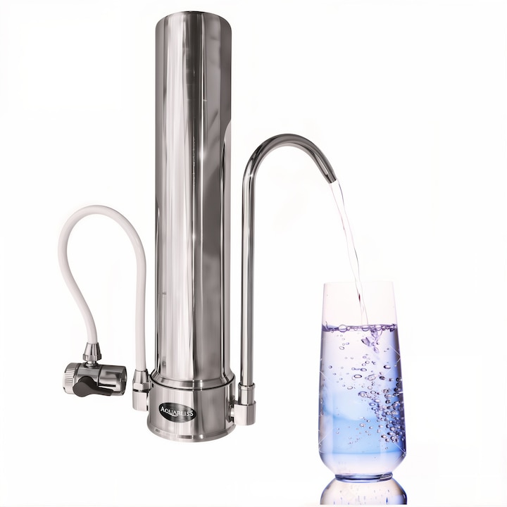 Filtru apa potabila AQUABLISS® Angel, Inox, montaj in 2 minute, 4000 l, Testat DSP