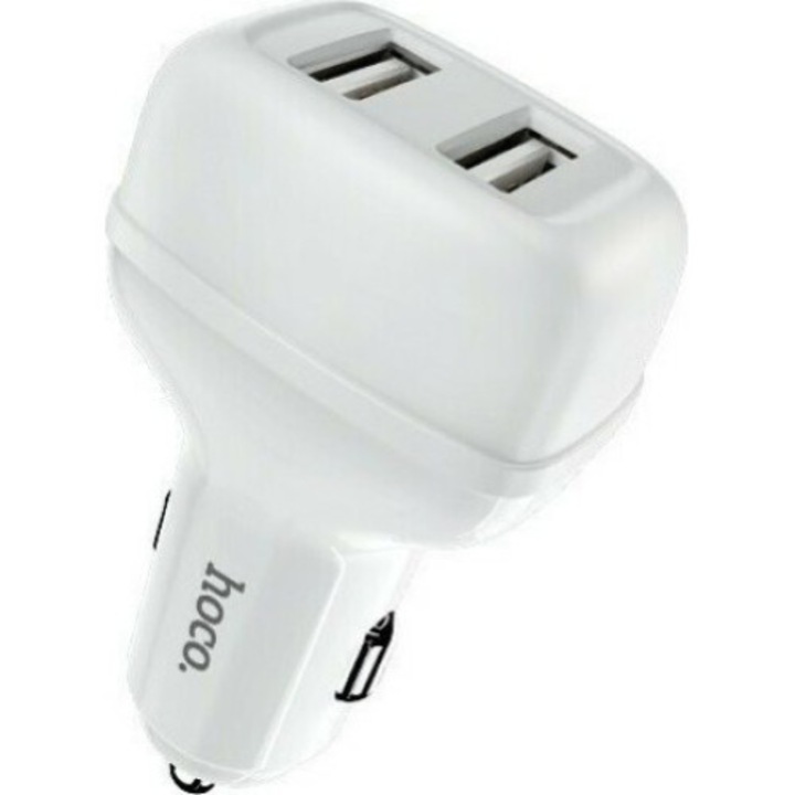 Incarcator auto, Hoco, Cu porturi 2xUSB, Alb