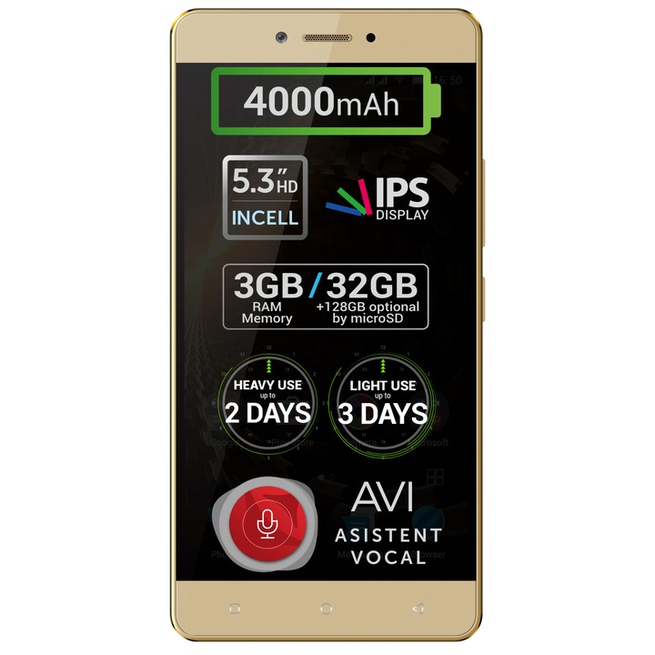 Telefon mobil Allview P9 Energy Lite, Dual SIM, 32GB, 4G, Gold