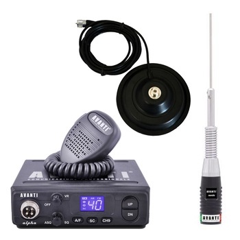 Kit statie radio CB Avanti Alpha *PRO-version* + antena radio CB Avanti Cento si baza magnetica Kit statie radio CB Avanti Alpha *PRO-version* + antena radio CB Avanti Cento si baza magnetica