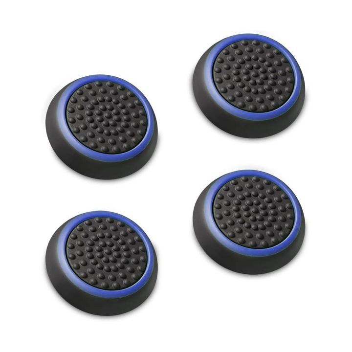 Set 4 protectii manere joystick, Koungiam, Silicon, Compatibil cu Playstation 4/5/XboxOne/X/S, Albastru inchis