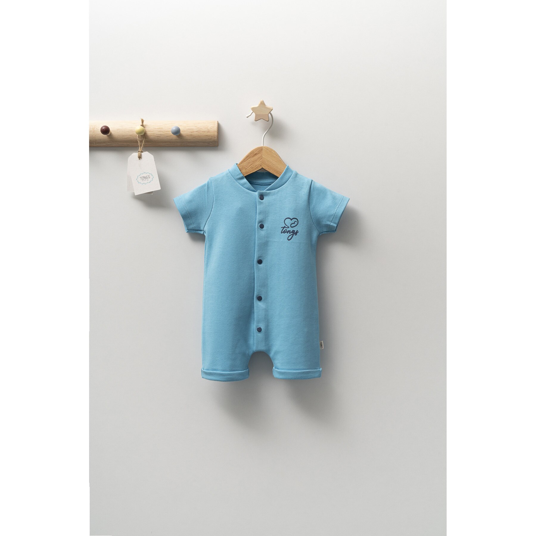 Гащеризон с къс ръкав за новородено, Tong baby, син, 69 месеца eMAG.bg
