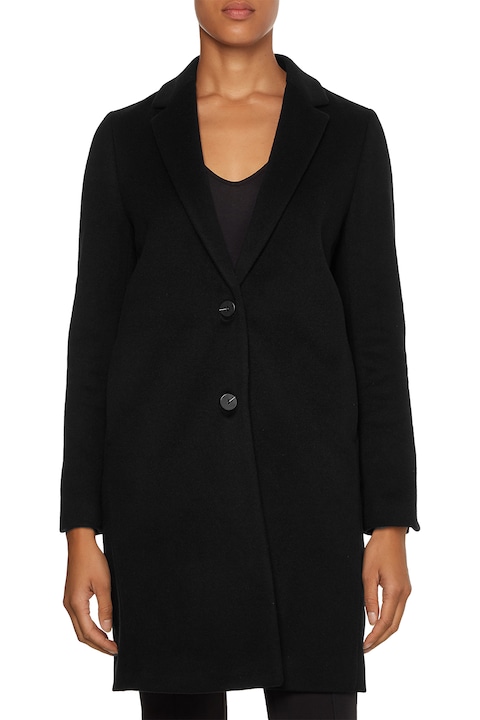 CALVIN KLEIN, Palton din amestec de lana virgina cu doi nasturi, Negru