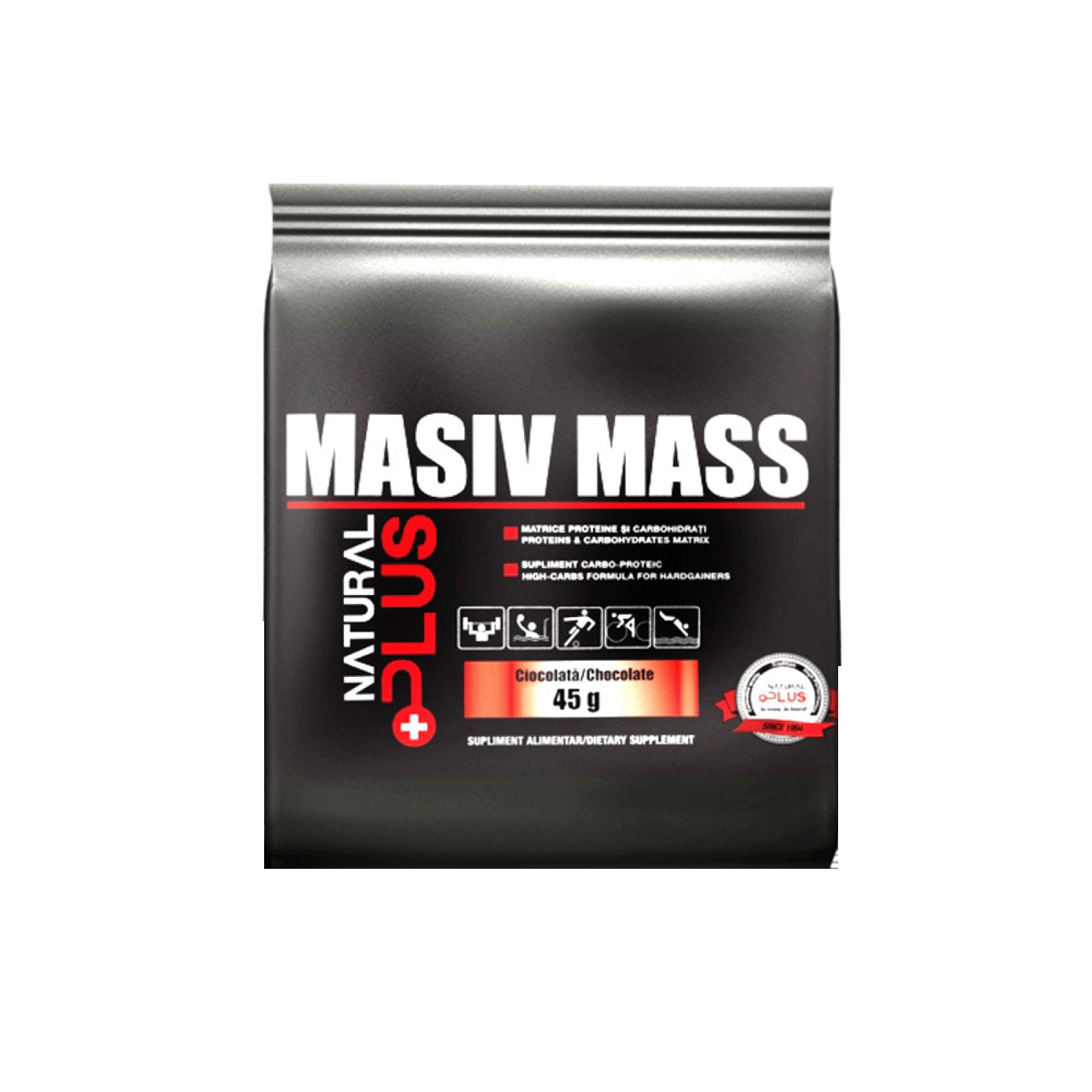 Masiv Mass Natural Plus, 5 plicuri ciocolata (1 plic = 45 g)