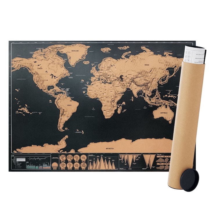 Карта на света с възможност за драскане, 42 x 30 см