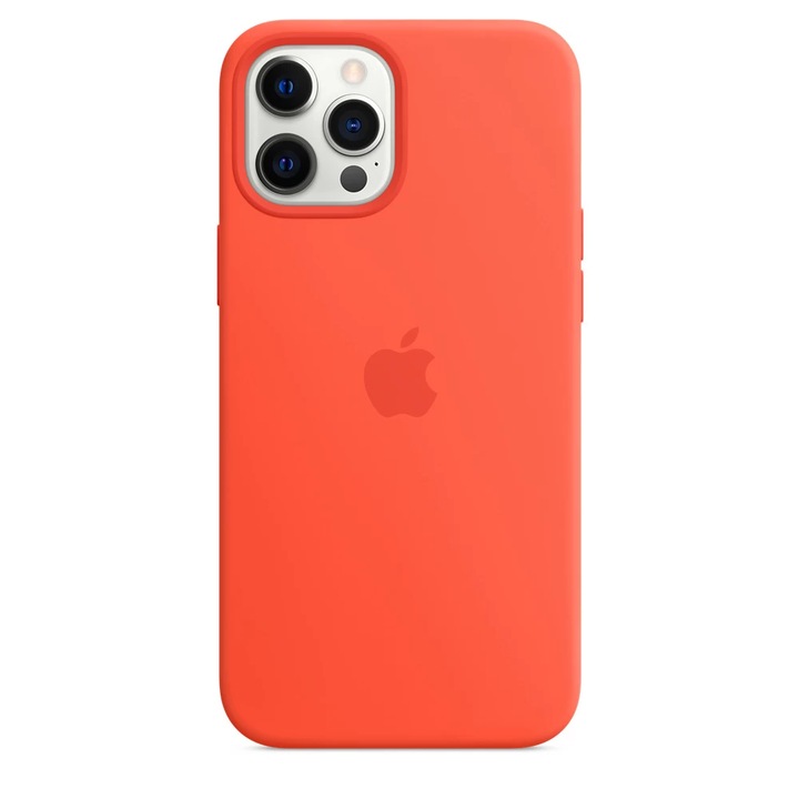 Husa Compatibila cu Apple, iPhone 12 Pro Max, silicon, microfibra, Electric Orange