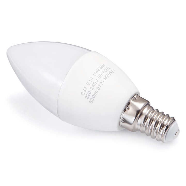 Bec LED, MILIO, E14, 10W, C37, Alb cald (3000K)