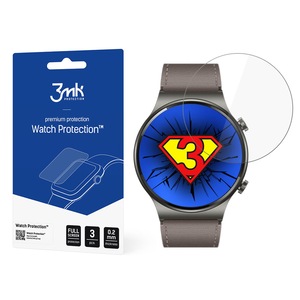 Set 3 x Folie protectie smartwatch 3MK, Sticla, Compatibil cu Huawei Watch GT 2 Pro Spor, Fullcover, Transparent