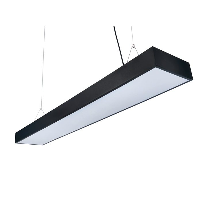Plafoniera LED suspendata, Lumenix, Ena, Aluminiu, 50W, Alb neutru 4500K, 120 cm, Negru