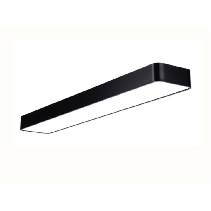 Plafoniera LED suspendata cu colturi rotunde, Lumenix, Finea, Aluminiu, 90W, Alb neutru (4500K), 120 cm, Negru