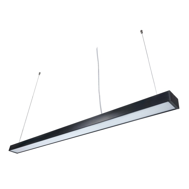 Függesztett LED mennyezeti lámpa, KOLORENO, Linea, alumínium, 40W, semleges fehér (4500K), 120 cm, fekete