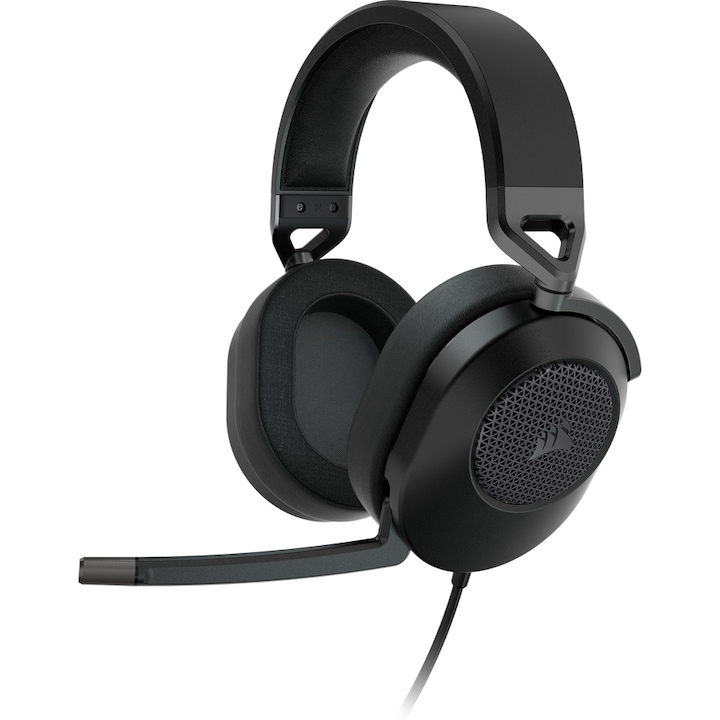 Corsair HS65 Gaming fejhallgató mikrofonnal, Surround, Dobly Audio 7.1 Sound ID, USB és 3,5 mm-es csatlakozó, fekete