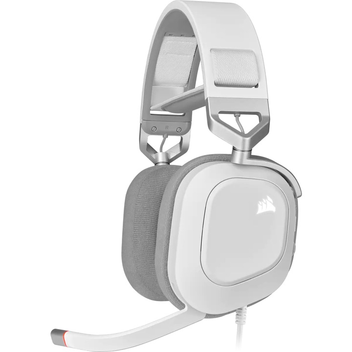 Corsair HS80 Gaming fejhallgató mikrofonnal, RGB világítás, USB, Surround, Dolby Audio 7.1 24Bit, fehér