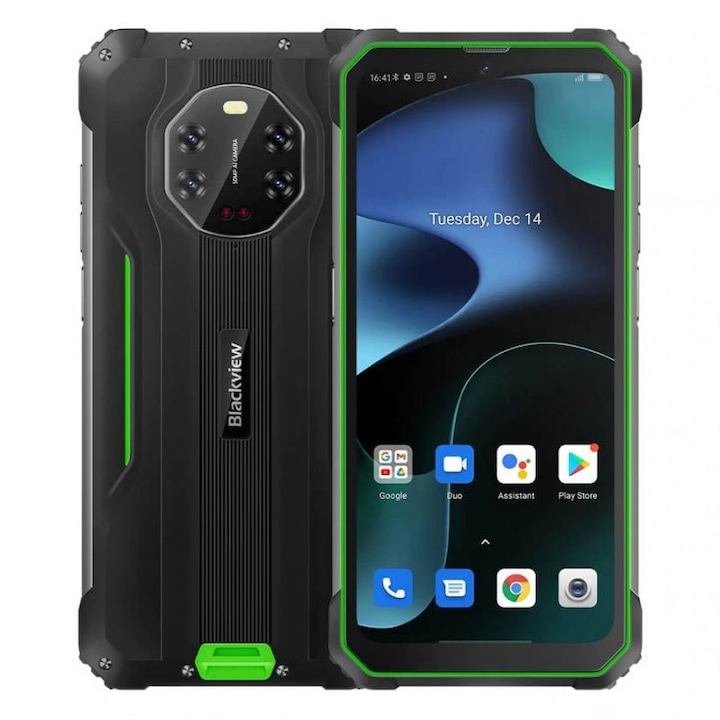 Blackview BV8800 смартфон, 16.7 cm (6.58"), Dual SIM Android 11, 4G, USB-C, 8/128 GB, 8380 mAh, зелен