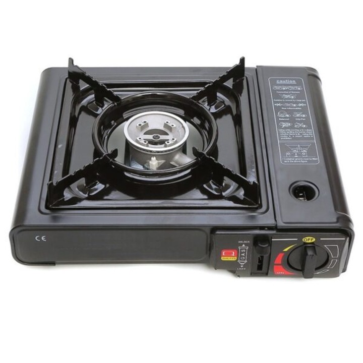 Kemping tűzhely, FOXMAG24, automata gyújtás, szórófejes flakon, fekete