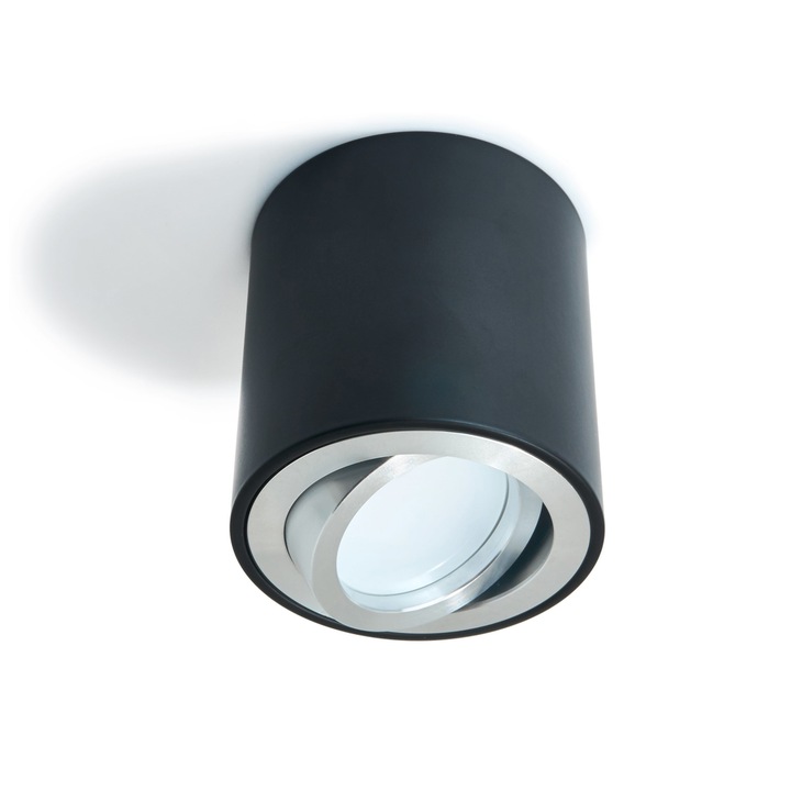 Spot LED mobil cu halogen montat la suprafata, Koloreno, Cubo, Aluminiu, GU10, Negru/Argintiu