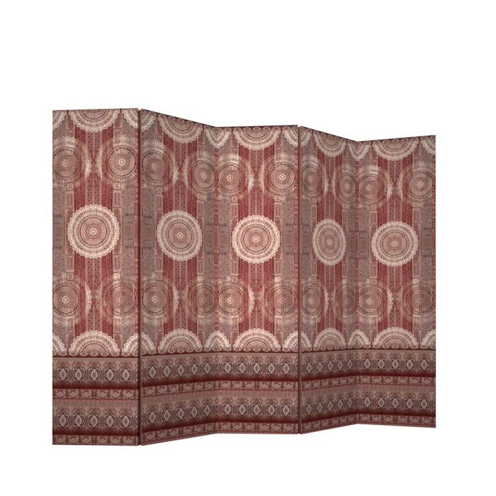 Paravan, Colors of Life, Lemn/Textil, 225 x 172 cm, 5 piese, Multicolor