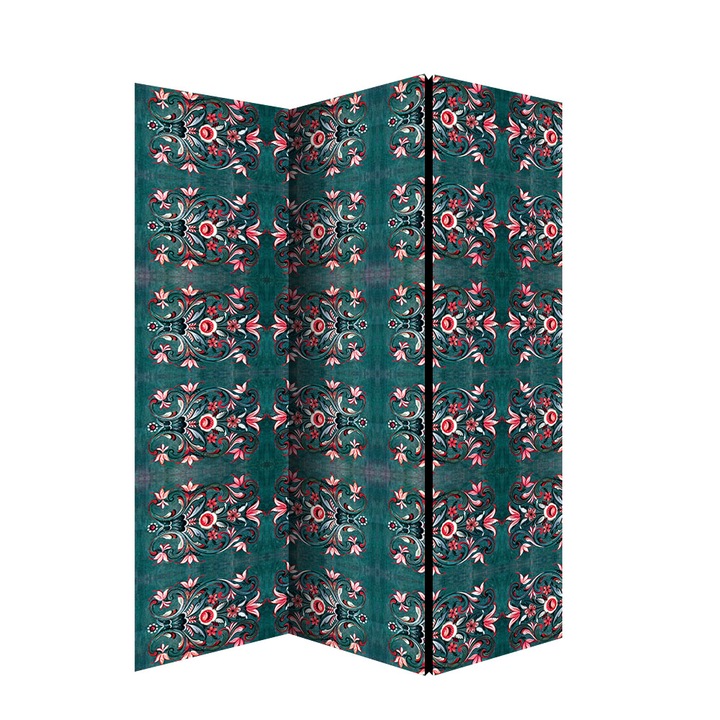 Paravan, Colors of Life, Lemn/Textil, 135 x 172 cm, 3 piese, Multicolor