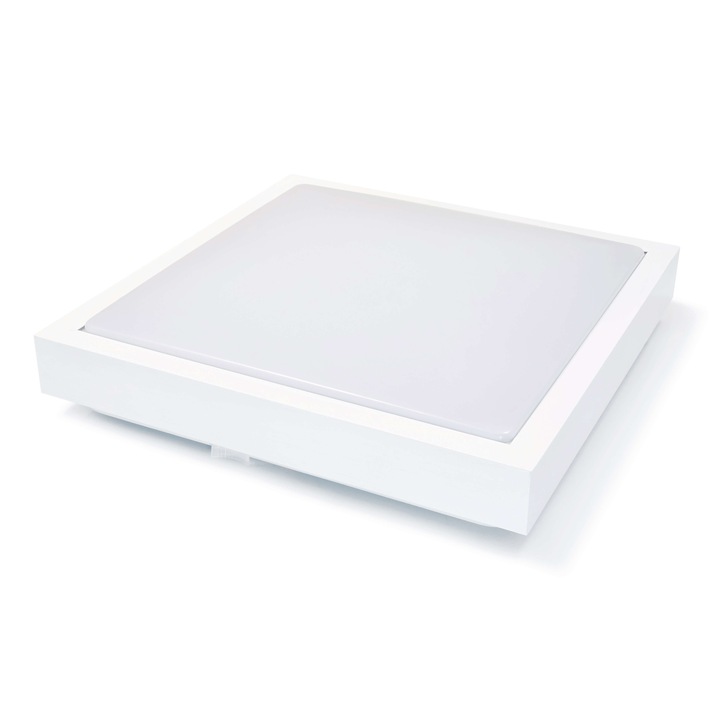 Plafoniera montata la suprafata, Superled, Supra, Aluminiu/Plastic, 2xE27, 30x30 cm, Alb