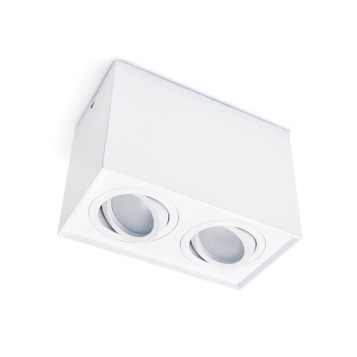 Spot LED mobil cu halogen montat la suprafata, Superled, Busto, Aluminiu, 2xGU10, Alb