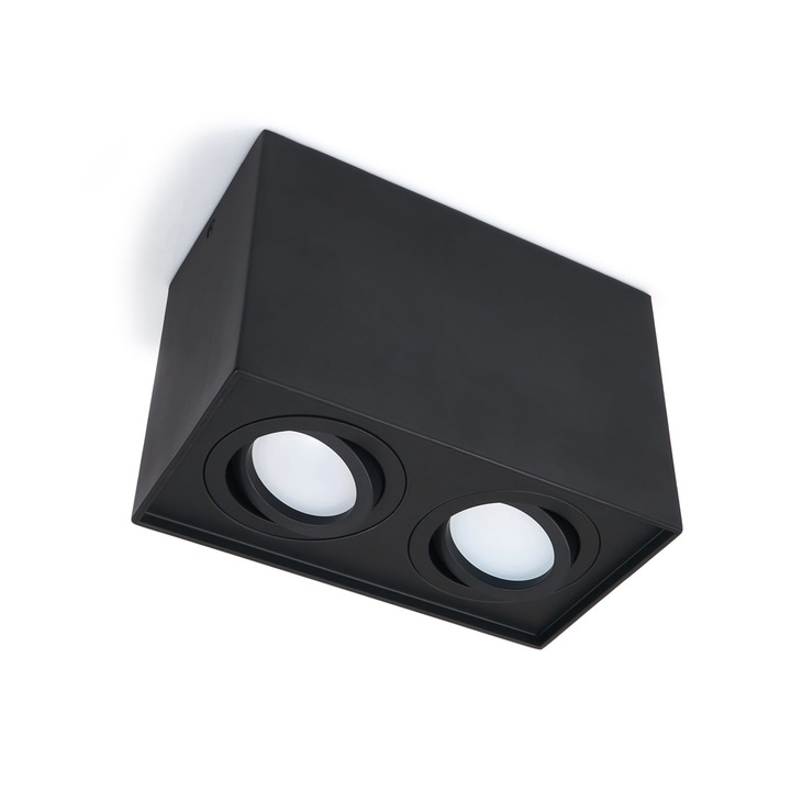 Spot LED mobil cu halogen montat la suprafata, Superled, Busto, Aluminiu, 2xGU10, Negru