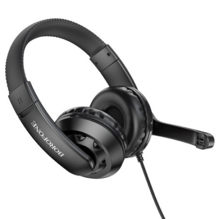 Játékos fejhallgató, Borofone, 3,5 mm / USB, fekete