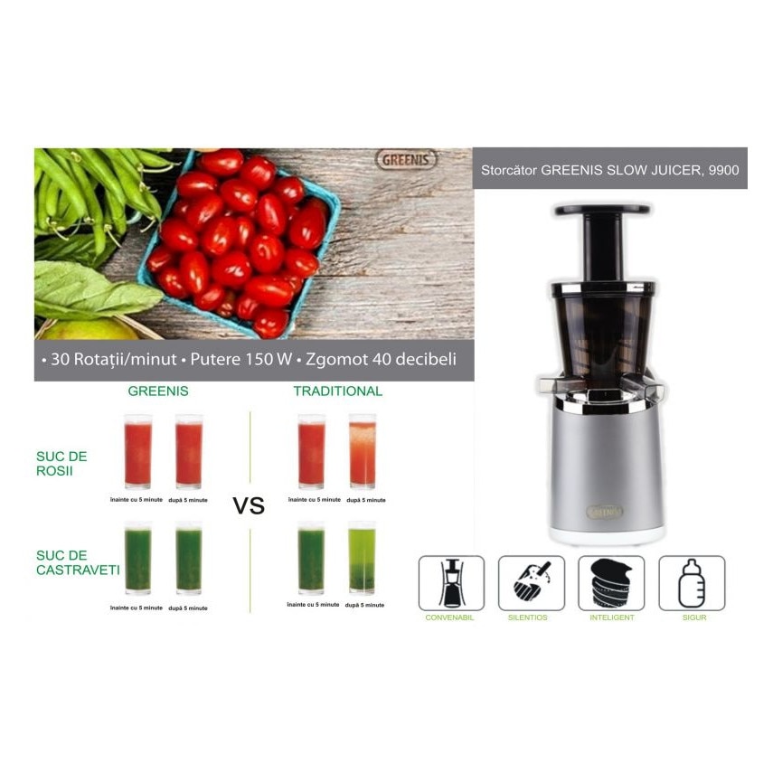 Storcator GREENIS F9900 SLOW JUICER, grinegru eMAG.ro