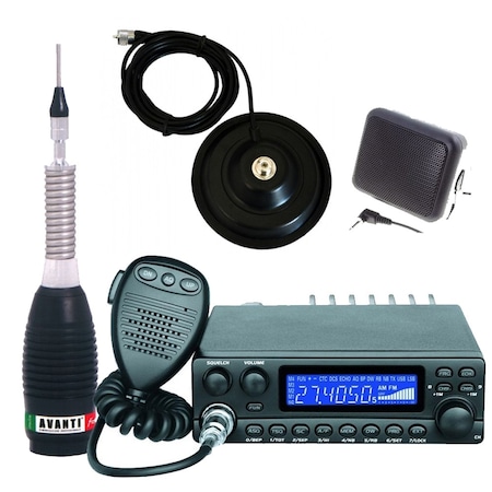 Kit statie radio CB Avanti Kappa *PRO-version* + Antena radio CB Avanti Forte cu baza magnetica 145 PL si difuzor extern DF1
