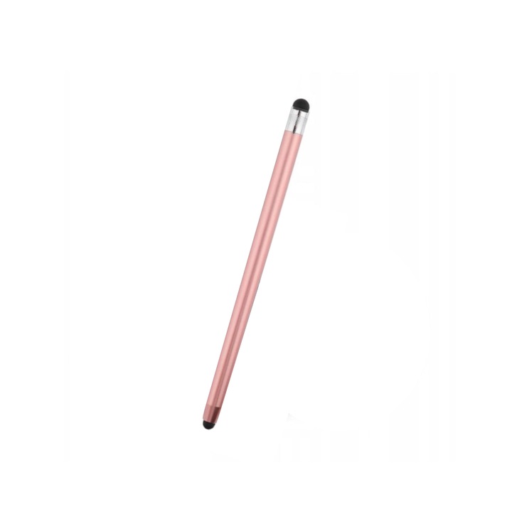 Creion tip Stylus universal 2 in 1 cu ambele capete utilizabile, 14 cm, Rose-gold