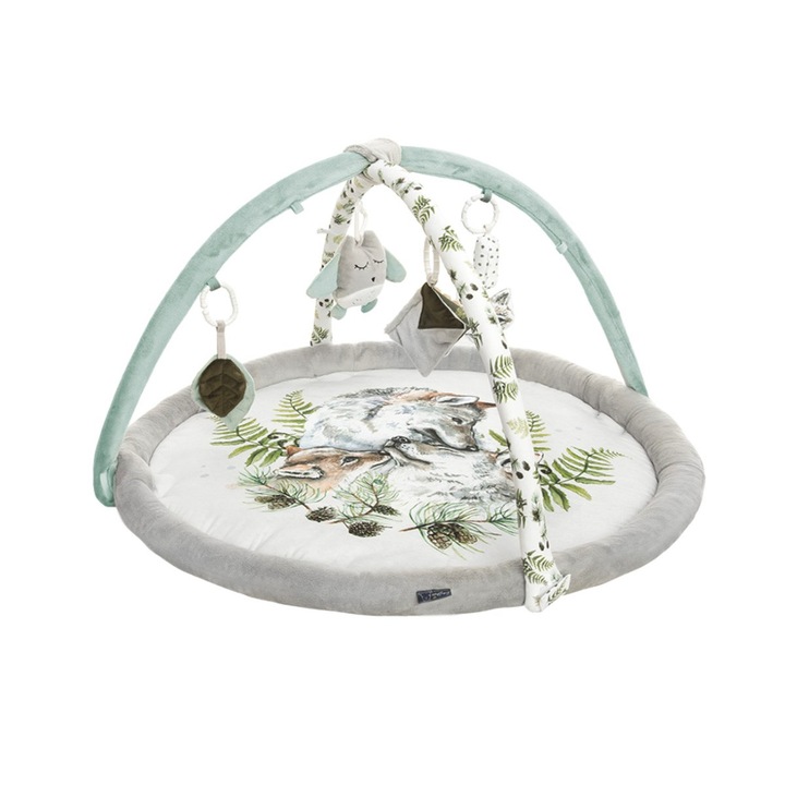 Salteluta cu arcada interactiva pentru copii si bebelusi, activitati cu jucarii senzoriale – Wolf family