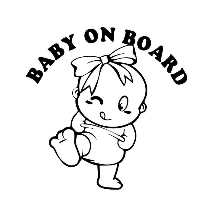Autós díszmatrica, Baby On Board, 19 x 19 cm, Model 19, Black