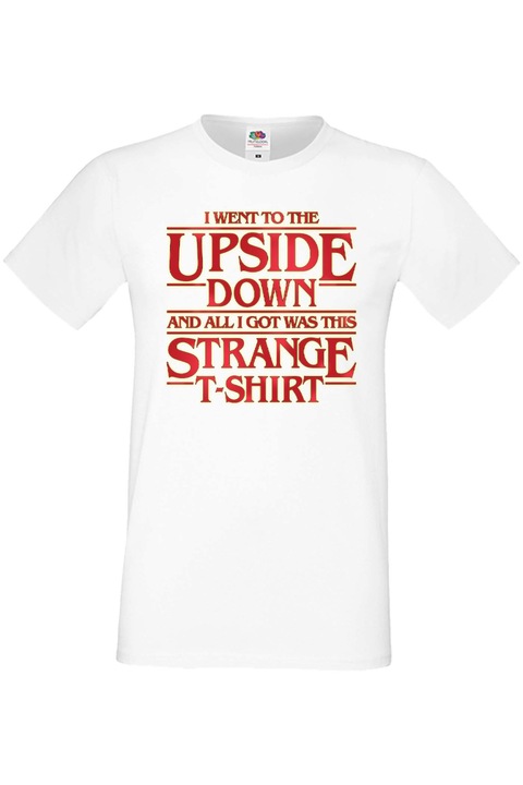 Férfi póló Stranger Things Netflix Eleven Demogorgon Tralala I Went To The Upside Down, Fehér
