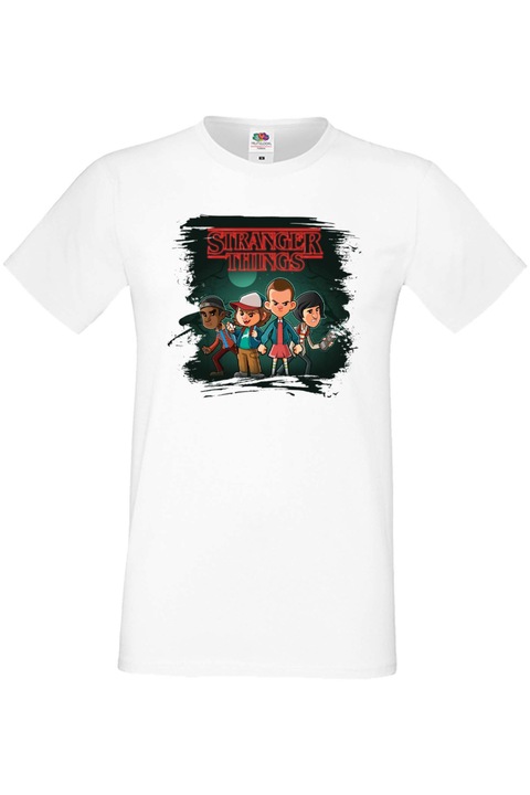 Férfi póló Stranger Things Netflix Eleven Demogorgon Tralala ST 1, Fehér