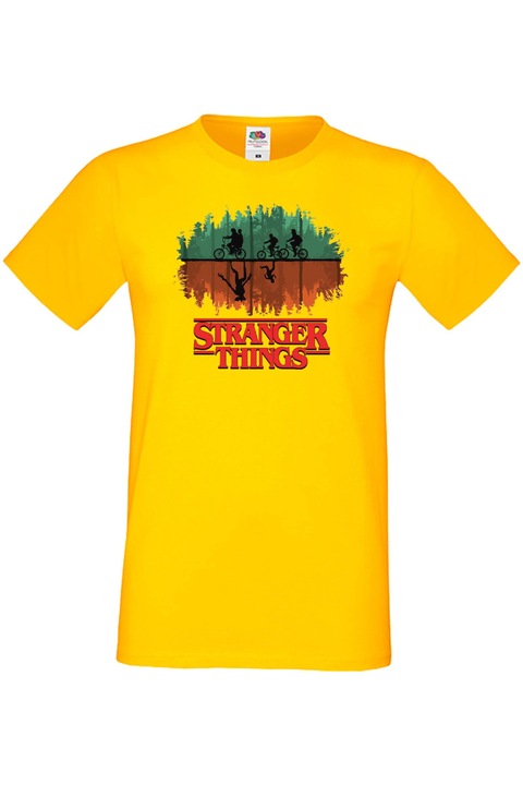 Férfi póló Stranger Things Netflix Eleven Demogorgon Tralala ST 11, Sárga