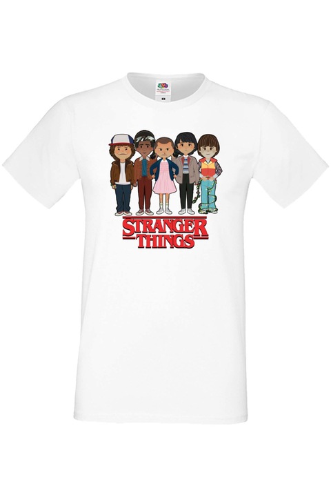 Férfi póló Stranger Things Netflix Eleven Demogorgon Tralala ST 2, Fehér