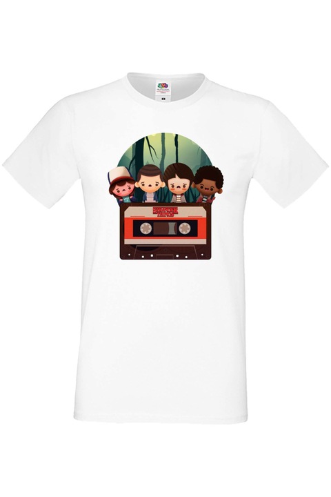 Férfi póló Stranger Things Netflix Eleven Demogorgon Tralala ST 3, Fehér