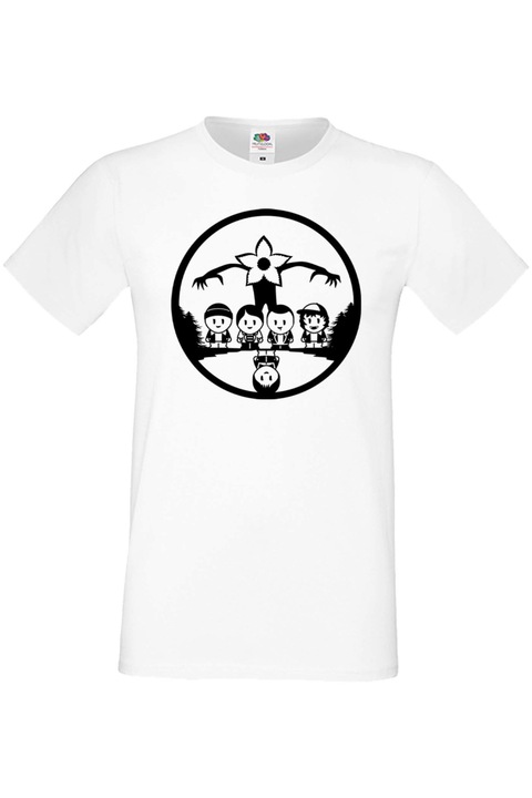 Férfi póló Stranger Things Netflix Eleven Demogorgon Tralala ST 6, Fehér