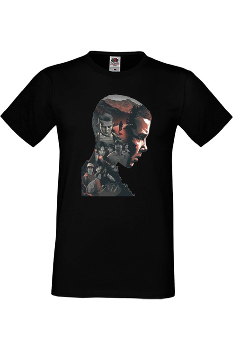 Férfi póló Stranger Things Netflix Demogorgon Tralala Eleven 1, Fekete