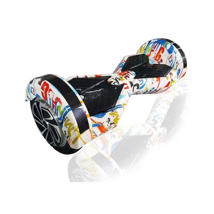 Електрически самобалансиращ скутер Hoverboard Ecoflyway, Гуми 8" с дистанционно, Bluetooth и сак, Бял